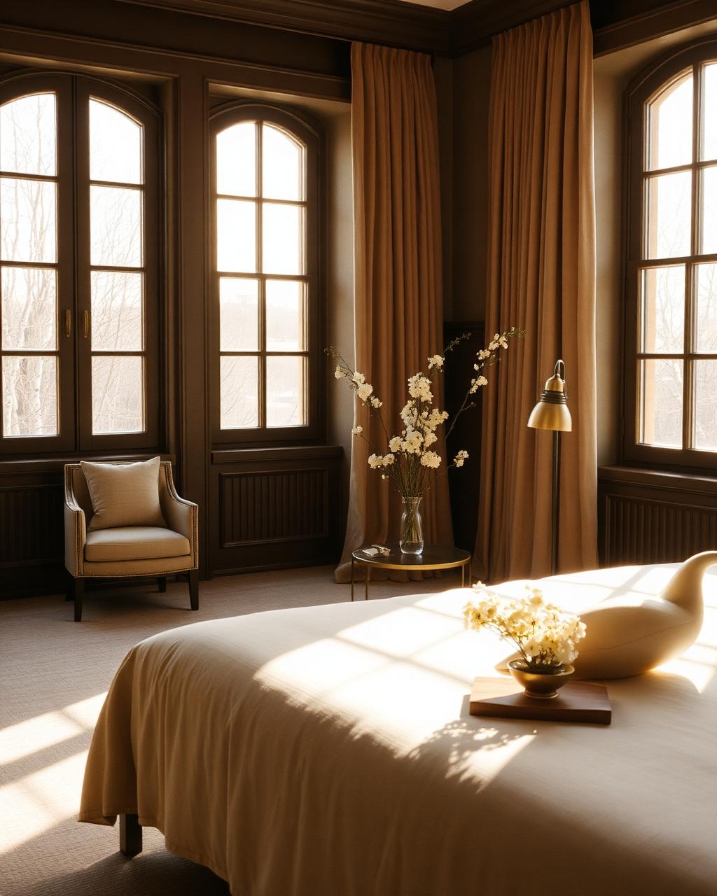 Sunlit boutique hotel suite interior