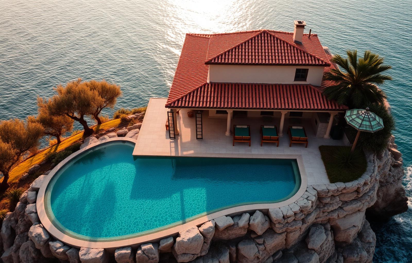 Mediterranean coastal villa with infinity pool